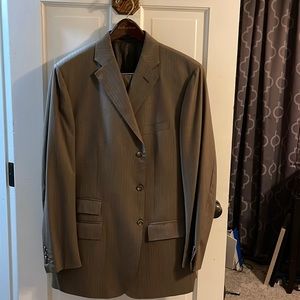 POLO by RALPH LAUREN Tan & Brown Pinstripe Virgin Wool Notch Lapel Suit